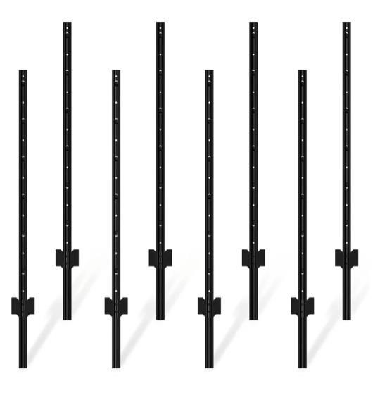 Metal Fence Post 4 Feet Black  Pack of 11