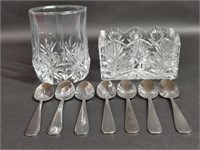 Crystal Caddy , Old Fashioned Glasses & Spoons