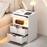Yusong LED Nightstand Bedside Table with Charging