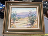 Desert Painting, Oil on Board, Framed,