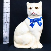White cast iron cat bank