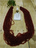 SEED BEAD NECKLACE AND RING ROCK STONE LAPIDARY SP