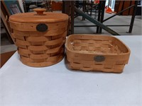 2 peterboro baskets one 9x9x3 one 8in diameter