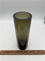 Vintage, olive, green, thick, glass vase