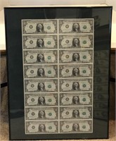 Framed $1 bills