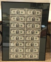 Framed $2 bills