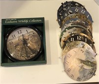 Lot of 3 Wildlife clocks w/ 29 interchangeable