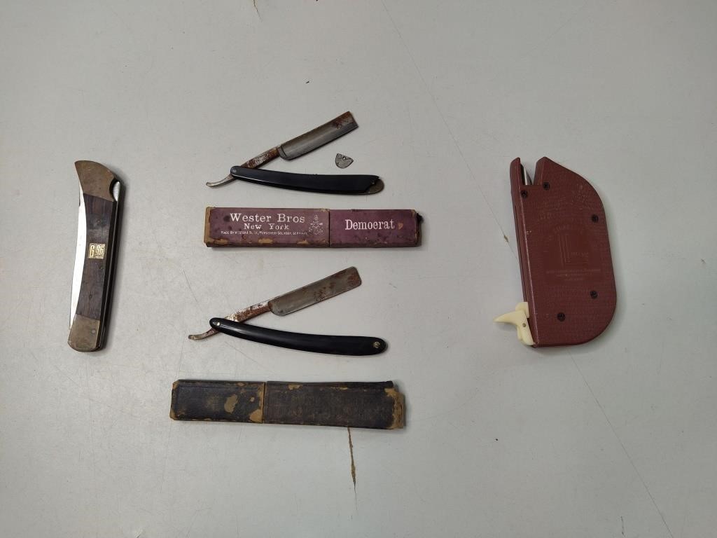 Vintage Shaving Blades, Knife, Cigarette Maker