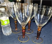 4 Pier Orbit Spice Water/wine Glasses Ruby Stems