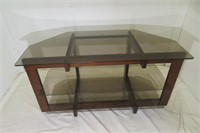 Wood & Glass TV Stand with Shelves 44" long