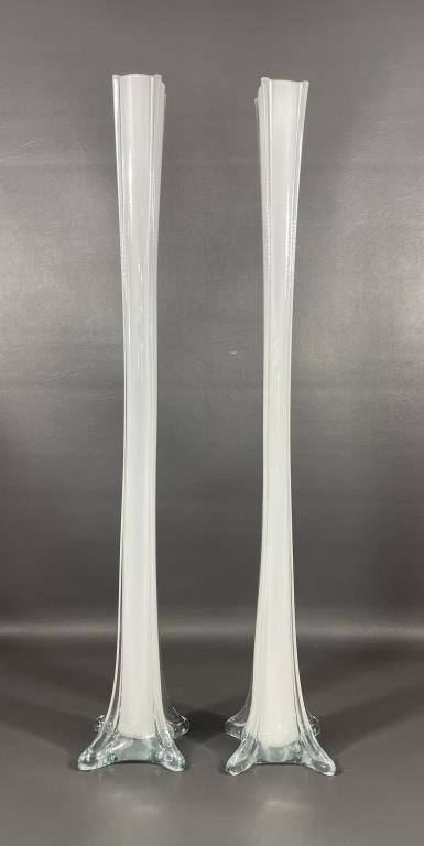 Two 28" Glass Eiffel Tower Vases