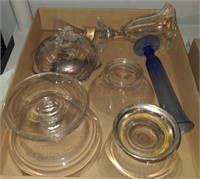 (G) Flat of glassware including candy dish and