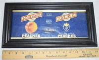 FRAMED NORTH WESTERN YELLOW PEACHES CAN LABEL