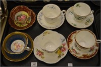 Six English porcelain cups and saucers
