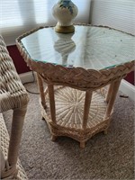 Wicker style End Table & 2 Chairs
