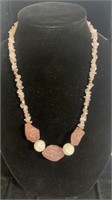 Mid length rose quartz necklace