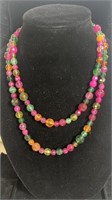 Extra long strand multi color beaded necklace