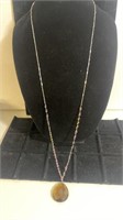 Long length sterling chain with pink and knot