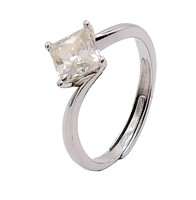 925S 1.0ct Princess Moissanite Diamond Ring