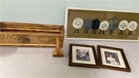 Danish yarn sheep, wall quilt shelves, pictures