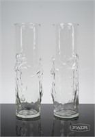 Pair of Females Figure Molded Clear Glass Vases