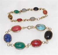 2 Egyptian Revival Vintage Scarab Bracelets