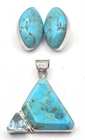 Sterling & Turquoise Earrings and Pendant