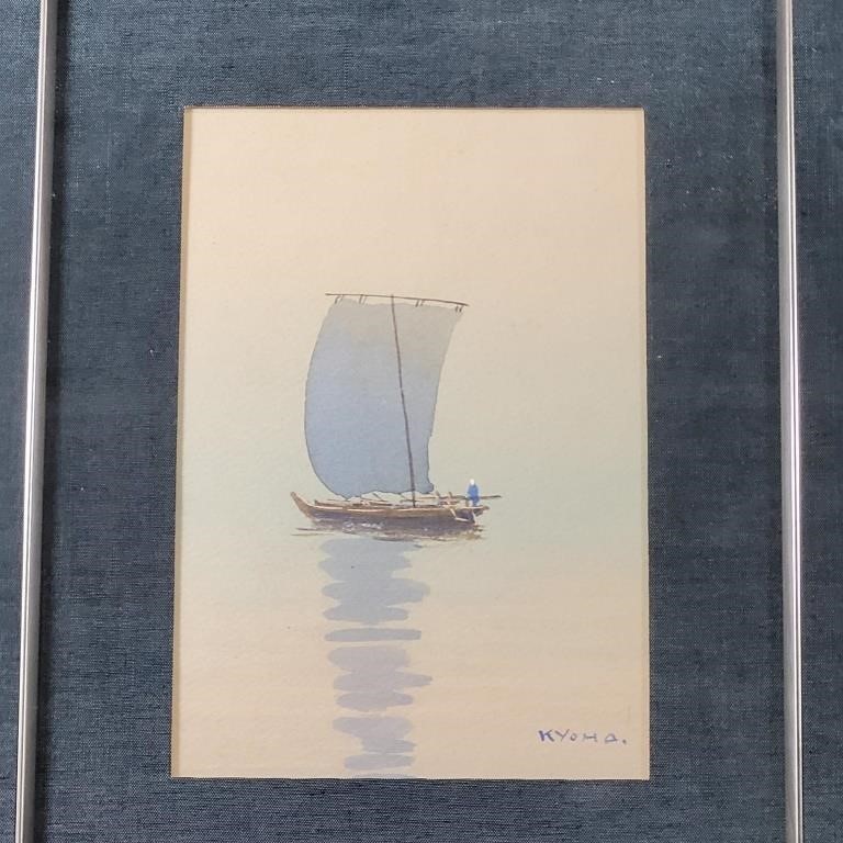 ORIGINAL WATERCOLOR KYOMA SAILING FISHING
12" X