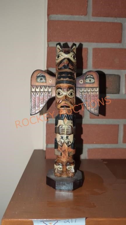 signed wooden small totem