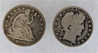 1877 & 1900 US Half Dollars