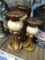 3 ART DECO CANDLE HOLDERS