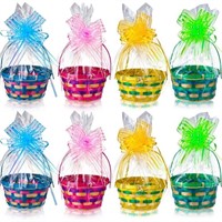 Weysat 16 Sets Bamboo Easter Basket Bulk Set Handl