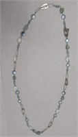 Long Sterling, Pearl, Gemstone Necklace