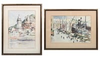 TWO VERNON HOWE BAILEY WATERCOLOR PAINTINGS