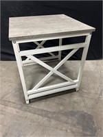 WHITE & GREY METAL SIDE TABLE