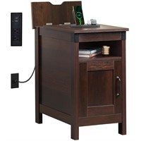 WLIVE Narrow End Table with Charging Station, Narr