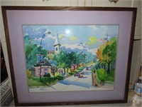 Artist signed frame watercolor painting.