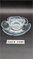 VINTAGE LOTUS HORS D'OEUVRE PLATE AND DIP BOWL