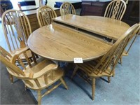 Amish Oak Double Pedistal Dining Room Table w/