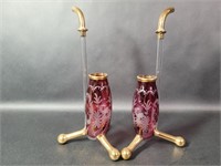 Two Ruby Red Blown Glass Wine Port Sipper