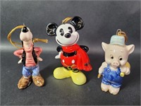 1984 Mickey Mouse, Goofy, & Porky Pig Ornaments