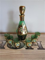 Vintage Bohemian Glass Cordial Decanter Set