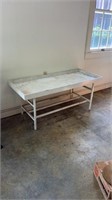 Formica top metal frame produce table