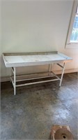Formica top metal frame produce table