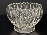 Ribbed Thick Wall Glass Footed Fruit Salad Bowl