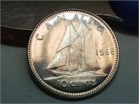 OF)  1968 Canada silver 10 cents