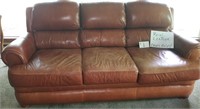 Chestnut Brown Leather Sofa 86” Long