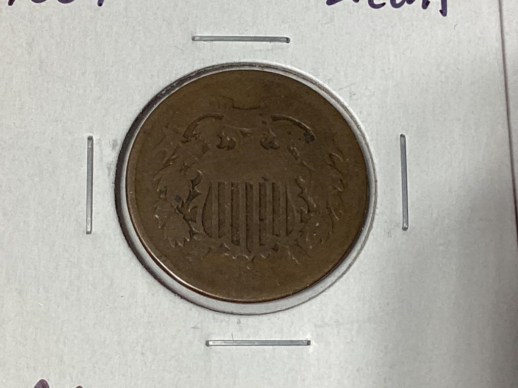 1864 2 Cent Piece,AG