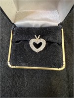 Heart Pendant Marked GC14K with Small Clear