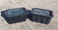 (2) Husky Totes with Lids - 25 gal.
